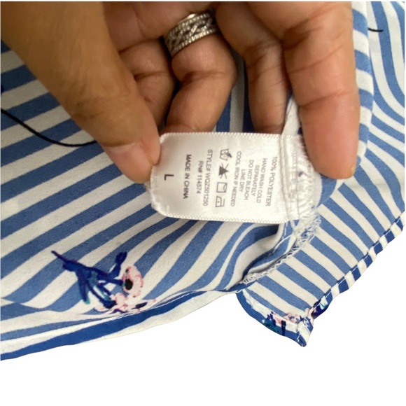 Pleione sleeveless stripe floral causal blouse top blue size Large - Picture 6 of 8
